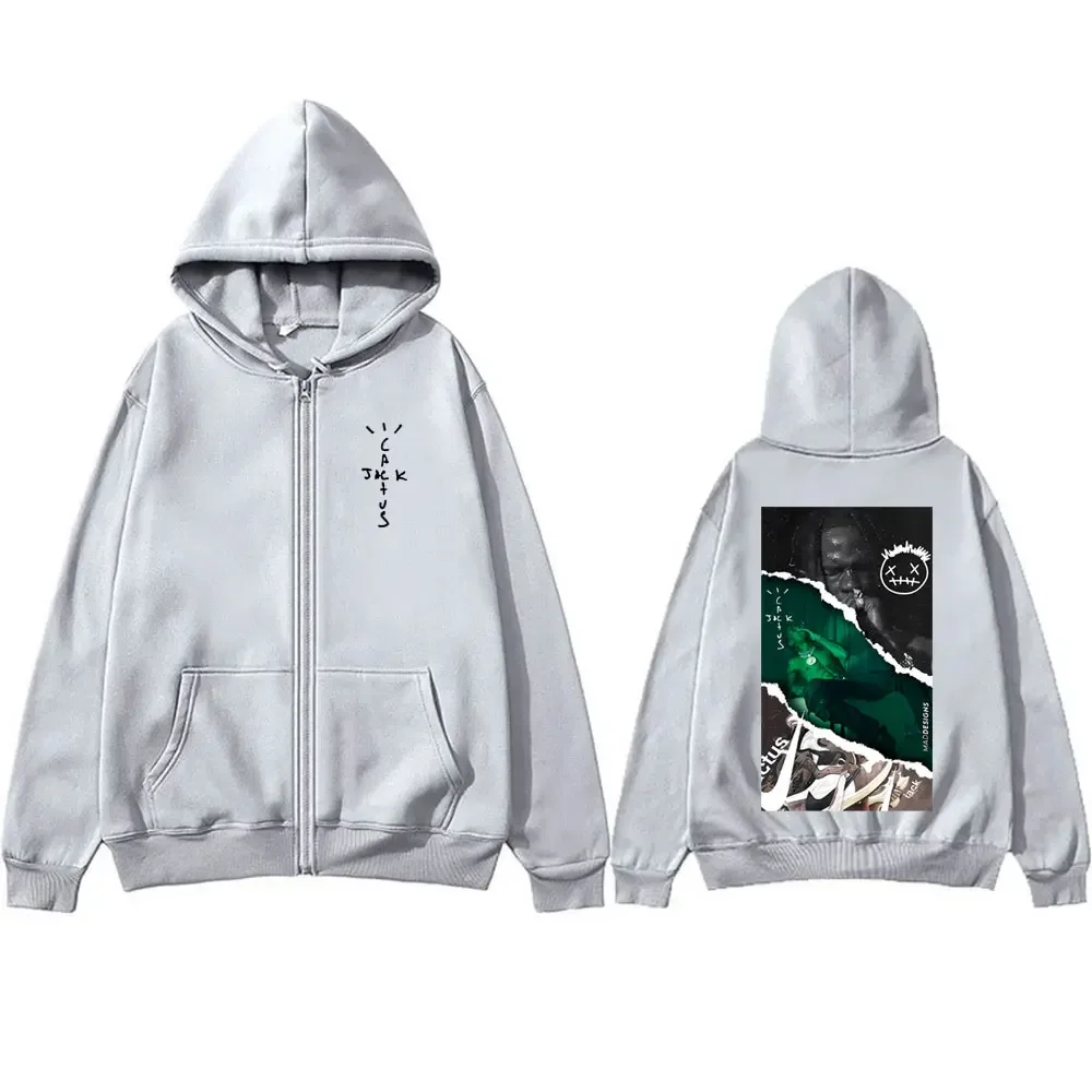 New Cactus Jack Zipper Hoodie Cool Look Mom I Can Fly Music Album Cover Print Hoodies Men Women Hip Hop Oversized Zip Up Jacket