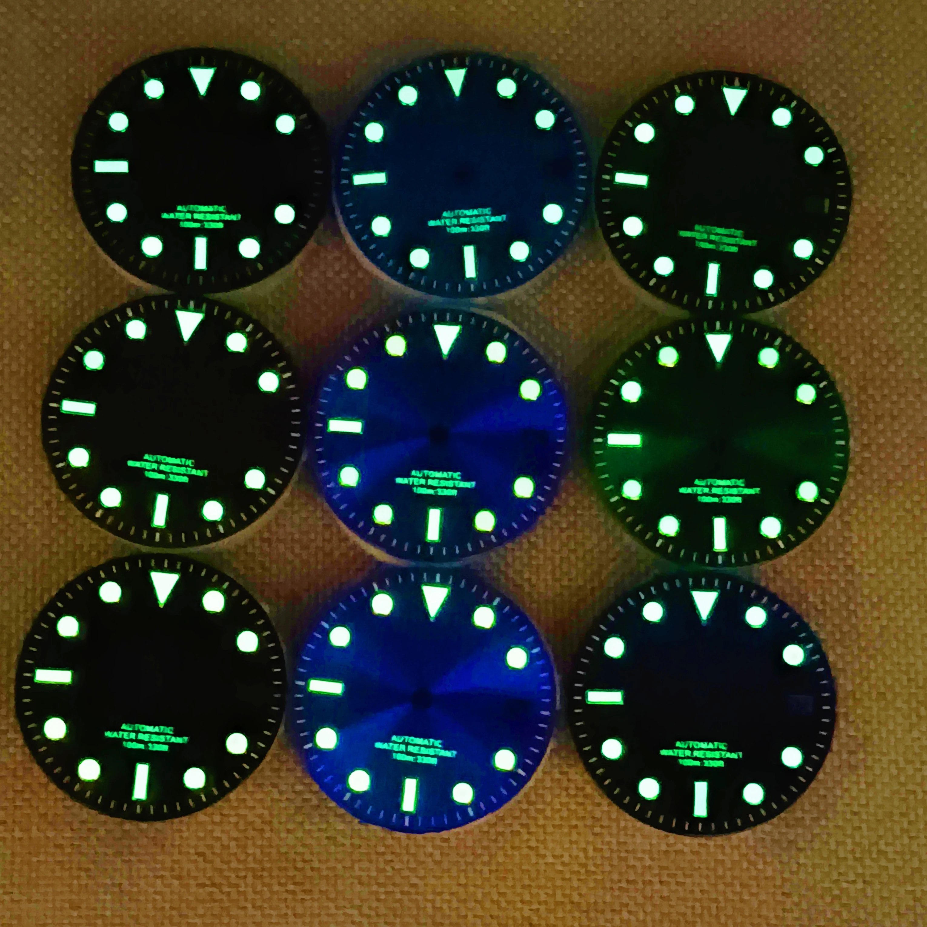 LARIMOKER manufacture 29mm black blue green watch dial luminous fit NH35 NH36 movement