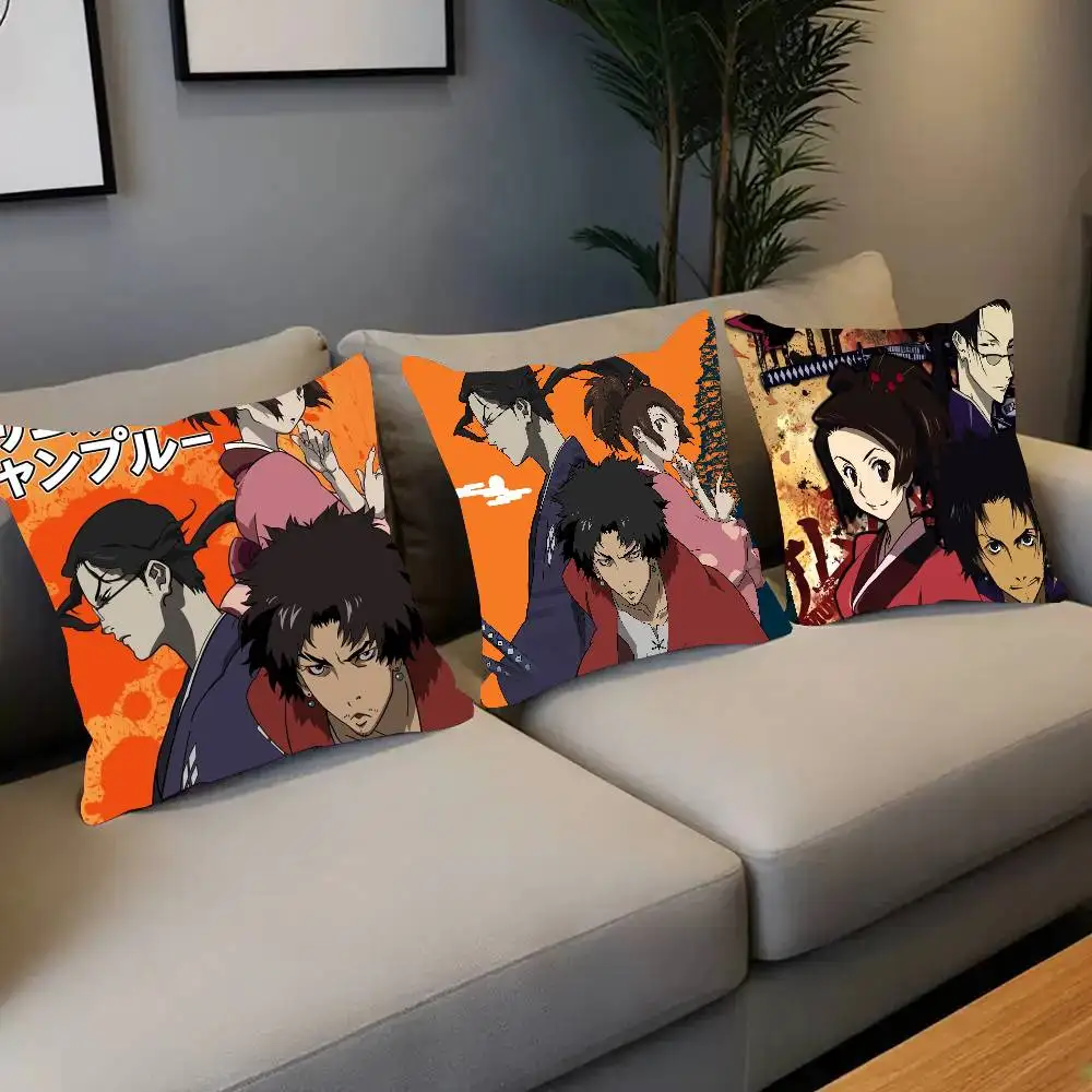 Vintage Samurai Champloo Anime Pillow Case Fashion Square Pillowcase Bedroom Sofa Room Ins Decoration Leisure