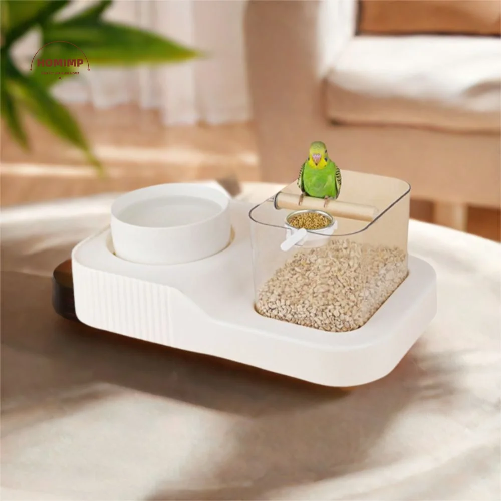 

Transparent Parrot Desktop Stand Wide Mouth Removable Tray Bird Training Stant with Feeder Cups Parrot Toilet Relieve Boredom