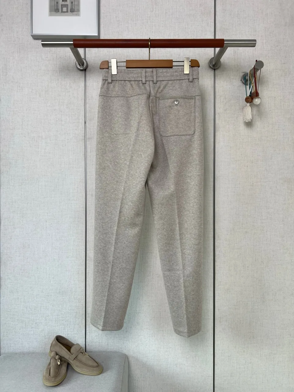 LP Men Old Money 2026 Fall Winter Herringbone Blend Logo Elastic Drawstring Straight Pants