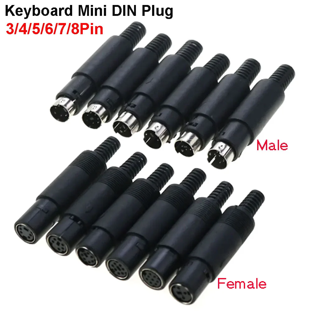 

1PCS Mini DIN Plug 3/4/5/6/7/8Pin Chassis Cable Mount Male Female Socket, 3-8Pin Welding Wire S Terminal Mini PS2 Male Connector