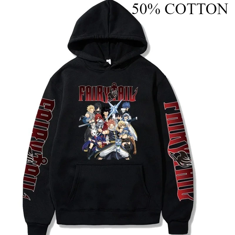 أتمنى الجنية الذيل شخصية طباعة هوديس الرجال بلوزة من الصوف الهيب هوب عادية هوديي البلوفرات خمر فضفاض عداء ببطء هوديي Y2k