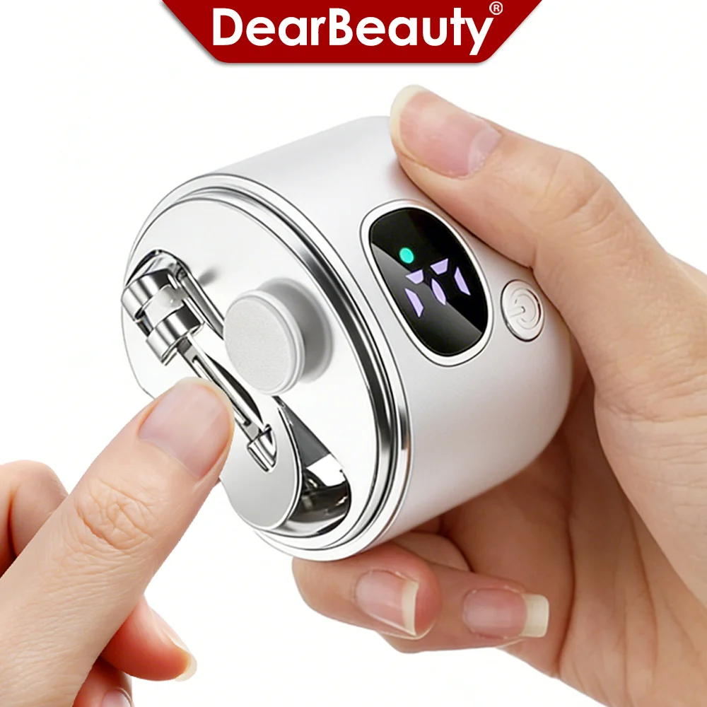 

Электрический триммер для ногтей с 3 скоростями, двойным лезвием, увеличительным стеклом, LED-подсветкой, ЖК-дисплеем, удалителем кутикулы, пилкой для ногтей, пылесборником и кусачками для ногтей