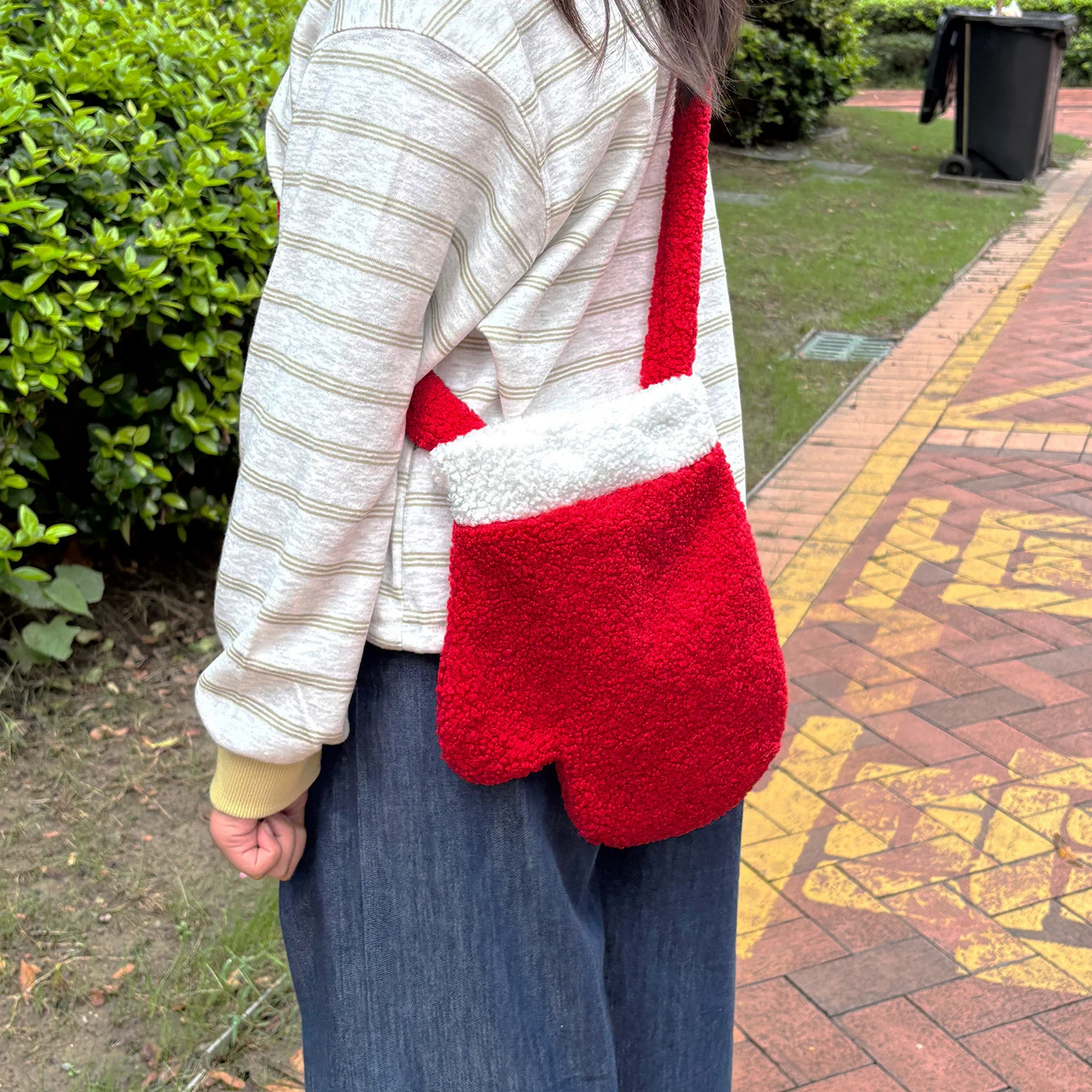 Xmas Gift Bag Plush Christmas Santa Bag Shoulder Bag Creative For Cosplay New Year Party Supplies