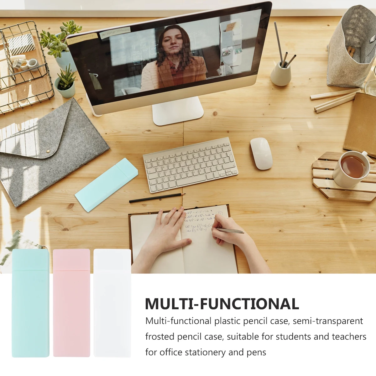 

3Pcs Multi-purpose Plastic Storage Box Translucent Pencil Case Durable Organizer for Pens and Stationery