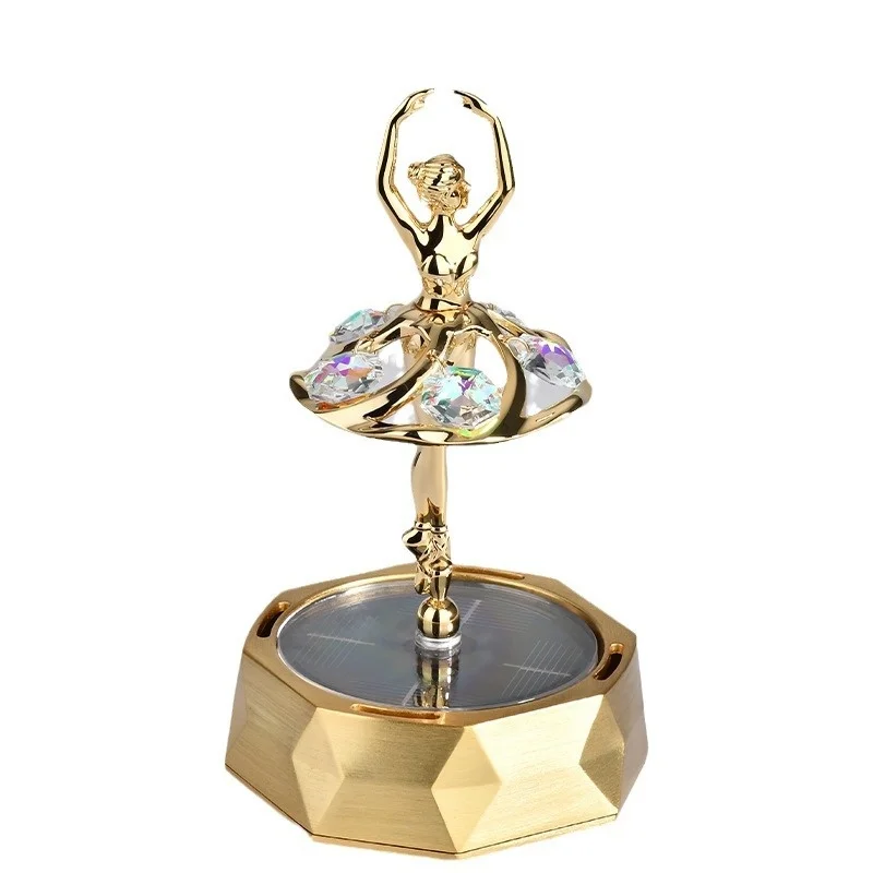 Solar Rotating Crystal Ballerina Car Air Freshener Essential Oil Diffuser Dashboard Aromatherapy Interior Accessories Gift Women