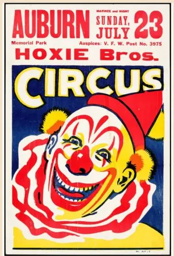 Seltenes Fundstück: Hoxie Brothers Zirkus-Poster, komplett aus Metall, Blechschild – Aluminium
