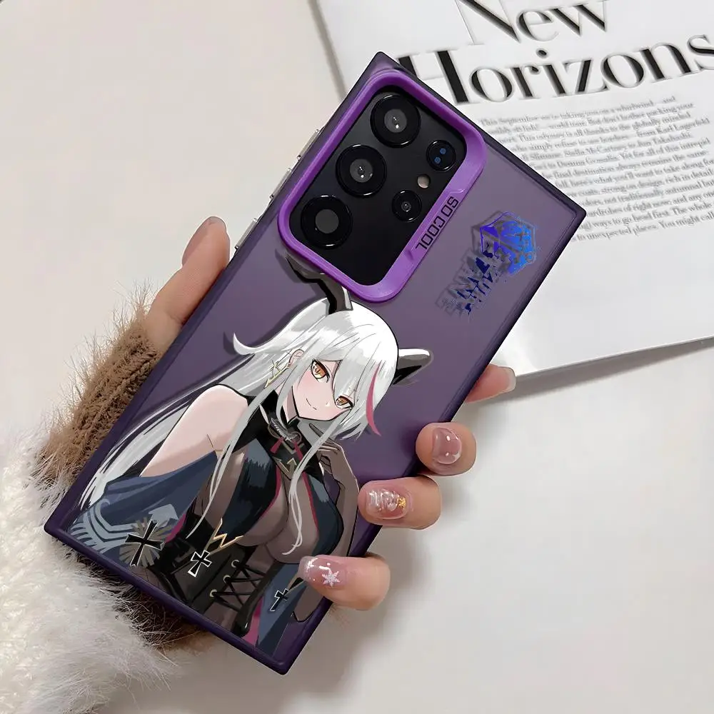 アズールレーン エギル エギルフォンケース サムスン ギャラクシー S25 エッジ S24 S23 S22 S21 S20 ウルトラ用 シリコン製 シルバーカバー