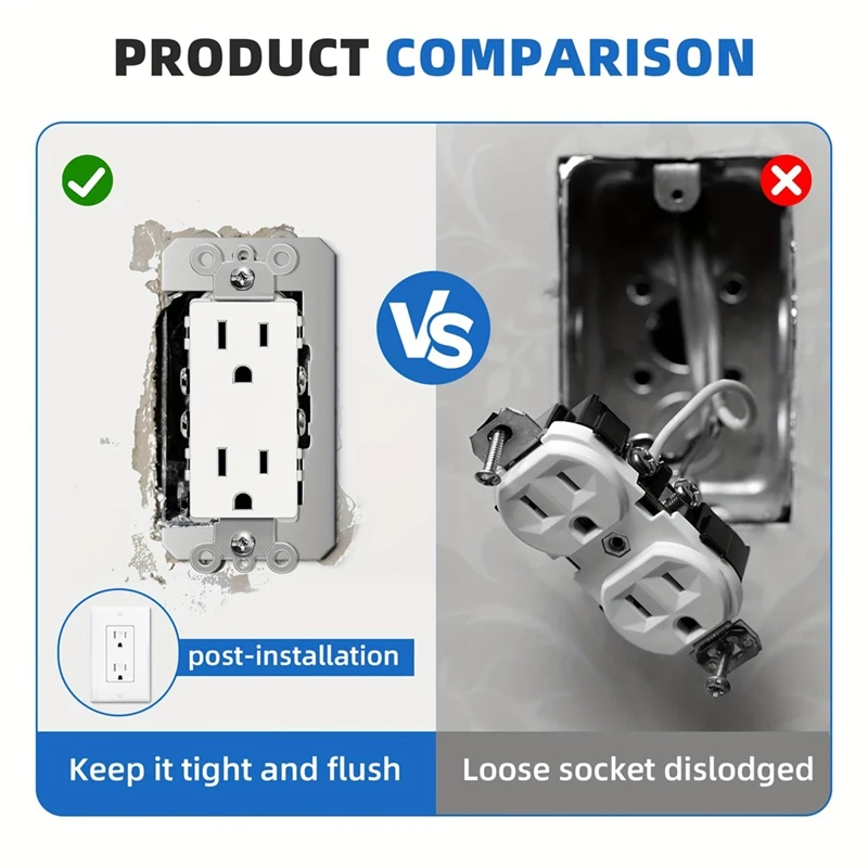 10-Pack Outlet Adjustment Plate Spacers - Durable, Self-Leveling Electrical Socket Extenders For Uneven Surfaces