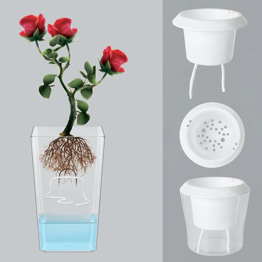 Self Watering Planters Round Thickened Nursery Pots for Succulents with Auto Watering System and Drainage Holes