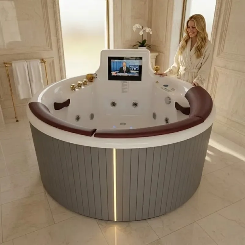 Whirlpool Outdoor Massage Round Luxury 3 Person Hot Tub Spa Jacuzi For Villas Resorts Hotels Spa Party Outdoor Spa Hydro Massage