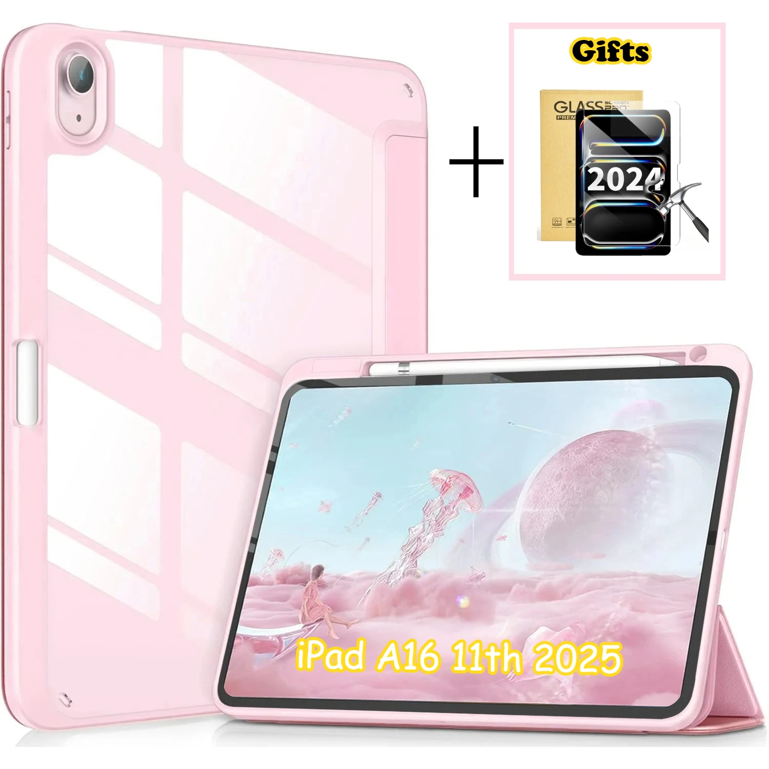 

Чехол для iPad 11th A16 2025 9th 8th 7th 10 10th Gen, держатель для карандашей со стальной пленкой для планшета, чехол для iPad Air 7 6 5 4 3 Mini 6 7