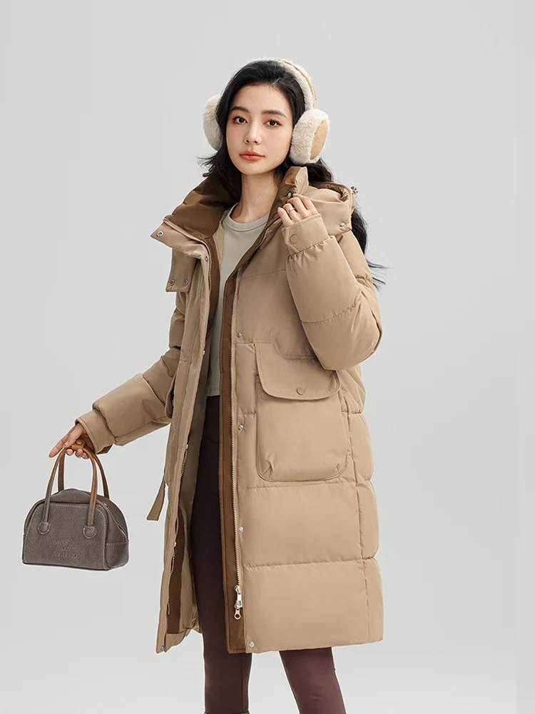 Vielleicht 2024 New Korean Style Long Parkas Winter Puffer Jacket For Women Down Cotton-padded Thickened Hooded Coat Clothes