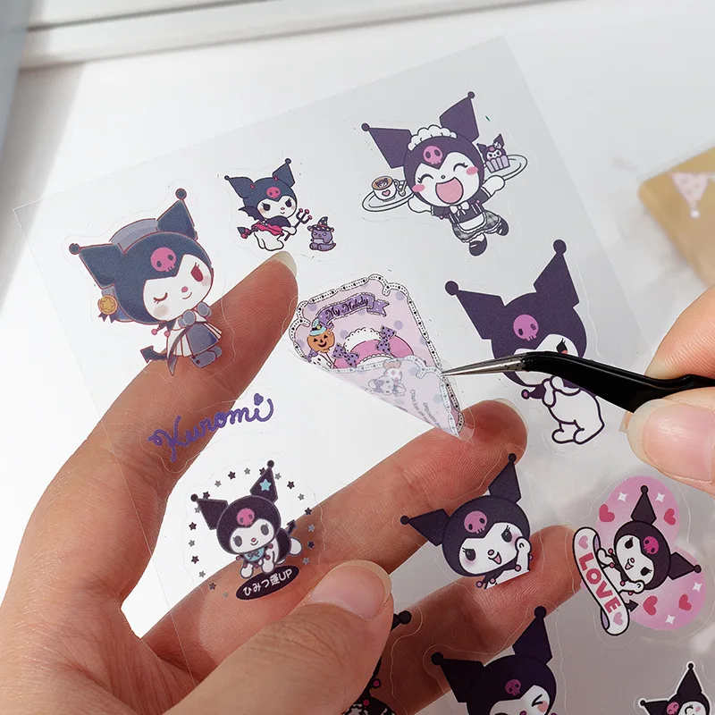 SL-51 Sanrio Cute Pets Notebook Cartoon Transparent PVC Sticker Kuromi Melody 20 Cards
