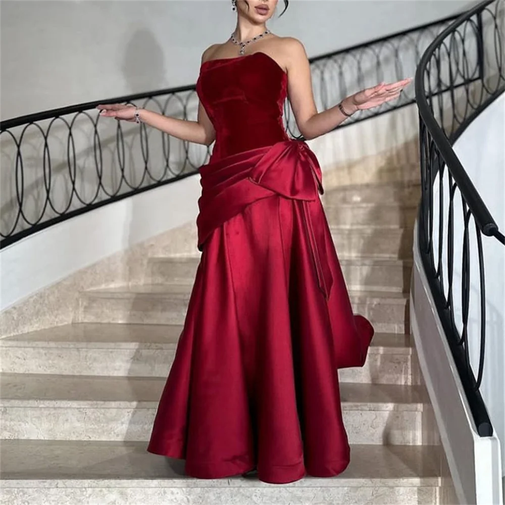 ROYET Bow Classic Sleeveless Mermaid Formal Long Evening Party Dress For Woman Floor Length Sweep Train Prom Gown Customized