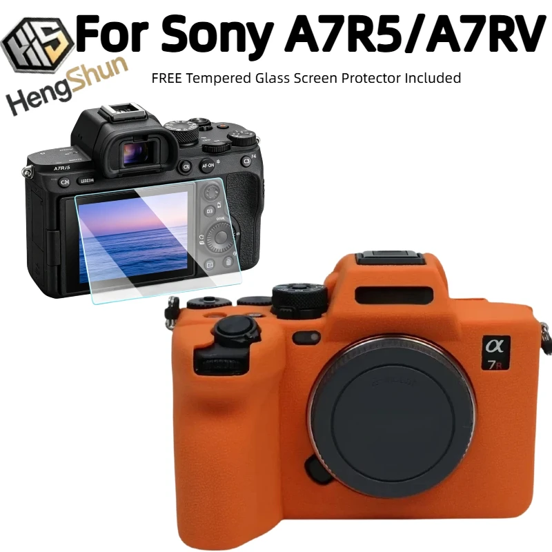 For Sony Alpha A7RV ILCE‑7RM5 Soft Silicone Camera Body Case Anti‑Drop Protective Shell + HD Clear Tempered Glass Screen Film
