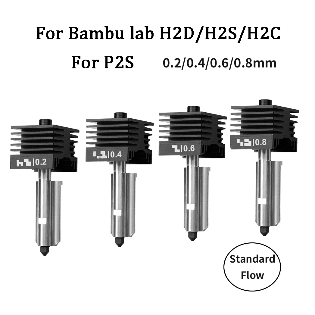 NEW P2S Hotend kit For Bambu Lab H2D H2S Assembly Hotend Kit 0.2 0.4 0.6 0.8MM Replaceable Nozzle For 3D printer Bamboo Lab H2D