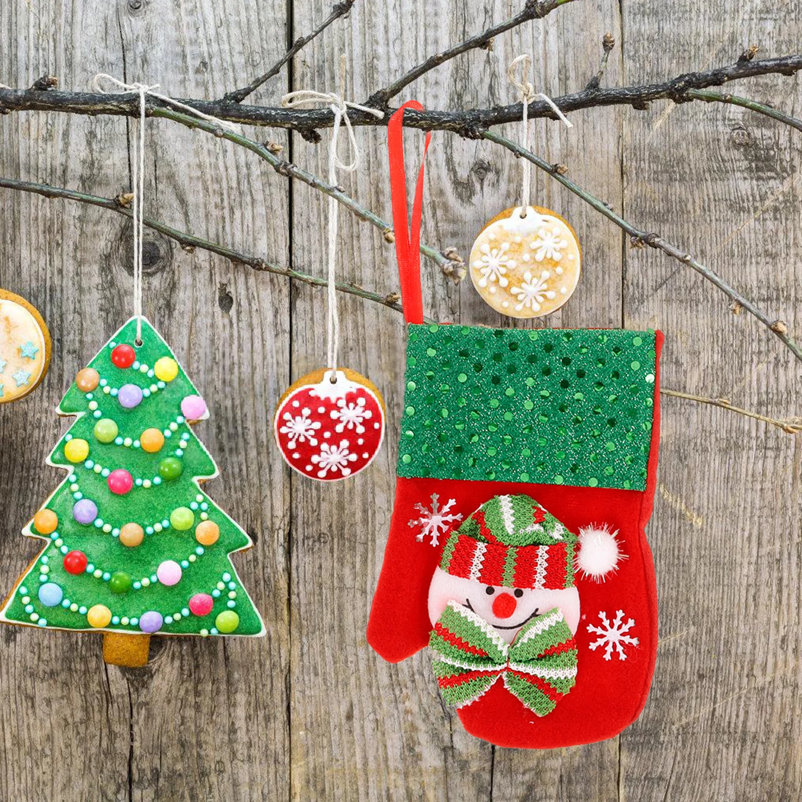 

12pcs Christmas Candy Gift Bags Hanging Decorations Festive Party Embellishments For Home School Hotel Xmas Tree Fireplace Wall