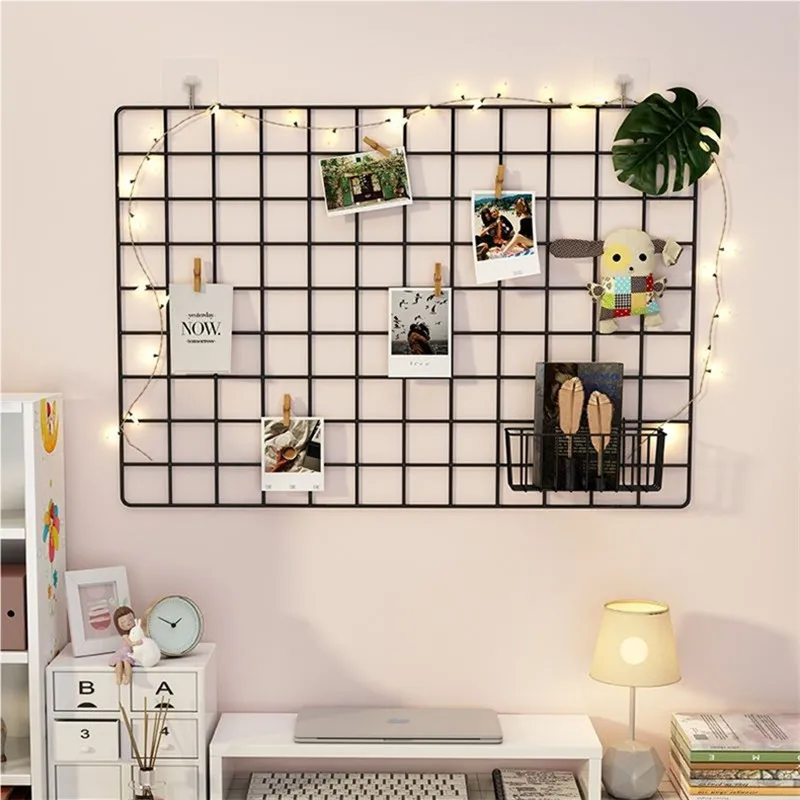 Estantes de pared para el hogar de varios tamaños, rejilla de hierro, decoración de habitación, rejilla de fotos, decoración de tablero de pared DIY, estante de almacenamiento de malla, soporte organizador