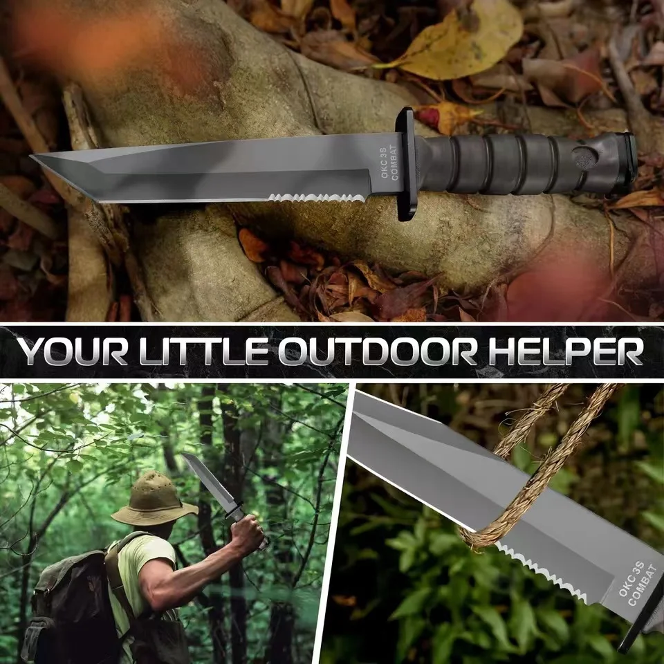 1pc Heavy Duty High Hardness Military Tactical Knife, Self-Defense, Suitable for Field, Adventure, Fishing, Survival Knife