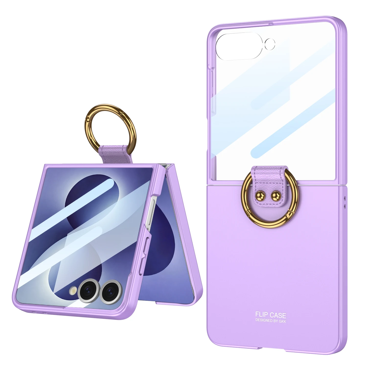 For Samsung Galaxy Z Flip 8 5G Case Ultra-Thin Skin Friendly Ring With Mirror Film Shockproof Protection Back Cover Accessories