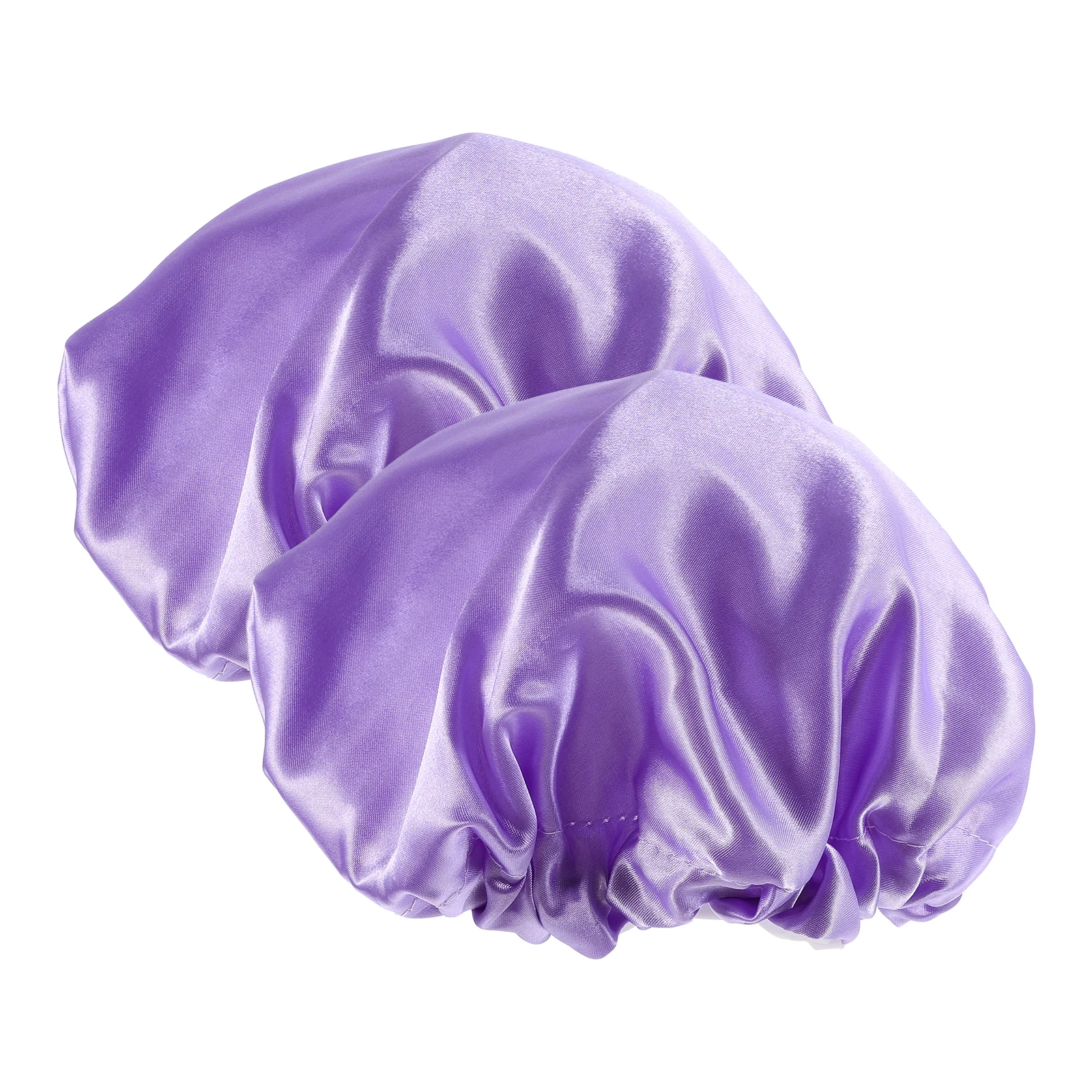 

2pcs Satin Shower Cap for Women Kids Reusable Bath Caps Adjustable Hair Bonnet Waterproof Large Elastic Braids Cover