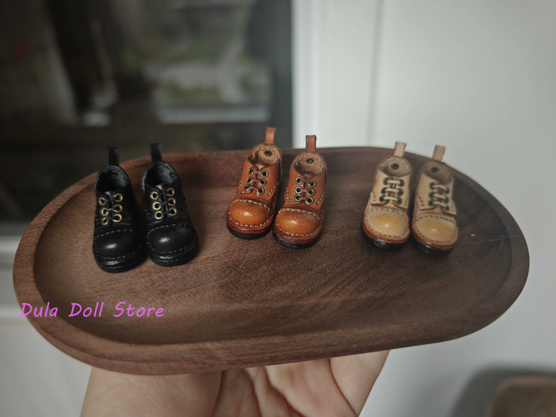 2026 Dula Doll Handmade Lace Up Small Leather Shoes for Blythe OB22 OB24 Azone Small Fish Body Dolls