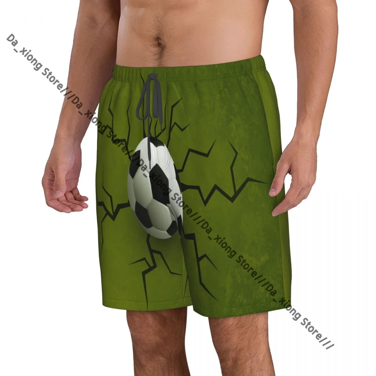 Football Ball With Wall Crack Quick Dry Swimming Shorts For Men Swimwear Swimsuit Trunk Bathing Beach Wear