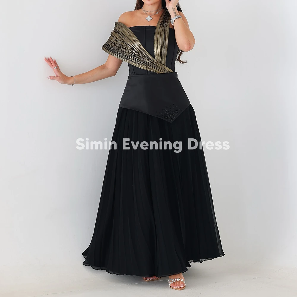 

Simin Strapless Satin Pleats A-Line Floor-Lenght Evening Dresses With Sleeveless Formal Elegance Prom Dresses For Women 2025