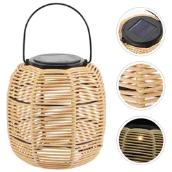 Luzes suspensas solares ao ar livre, lâmpada do Rattan, lanternas de jardim, vintage decorativo, impermeável, luzes tecidas