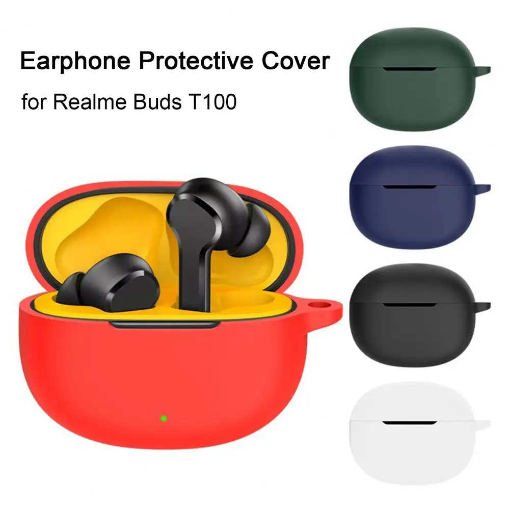 Detachable Earphone Case Protective Silicone Earphone Case for Realme Buds T100 Full Coverage Anti-drop Wireless Bluetooth