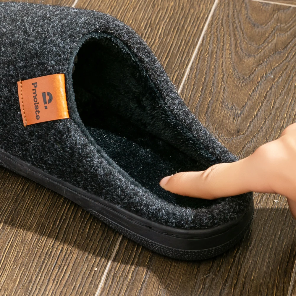 شباشب منصة من اللباد للرجال من إسفنج الذاكرة TPR وسادة ناعمة دافئة غير قابلة للانزلاق أحذية معيشة مريحة ومتينة #3