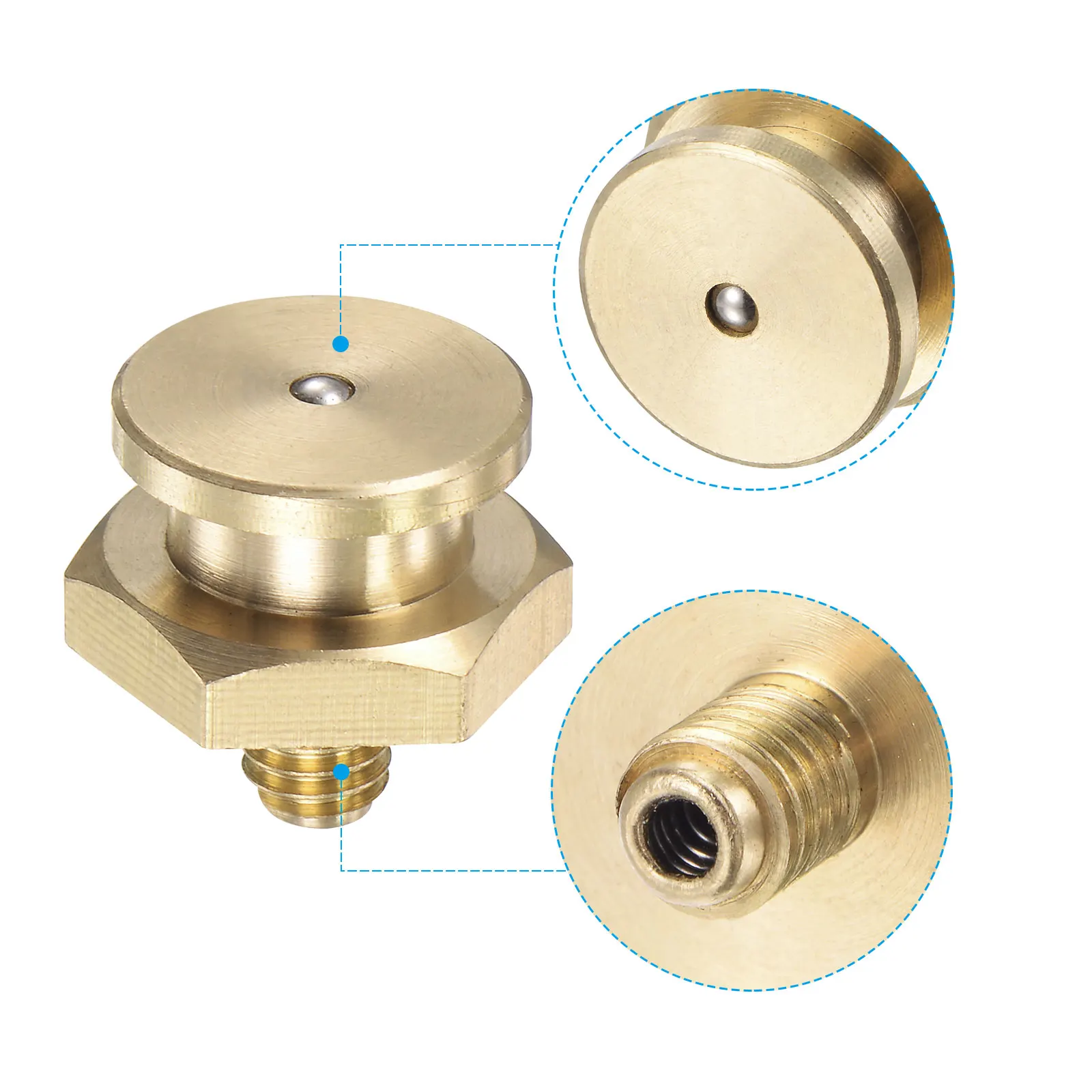 Uxcell Brass Push Button Grease Oil Cup M6x1 Male Thread Ball Oiler for Lubrication System