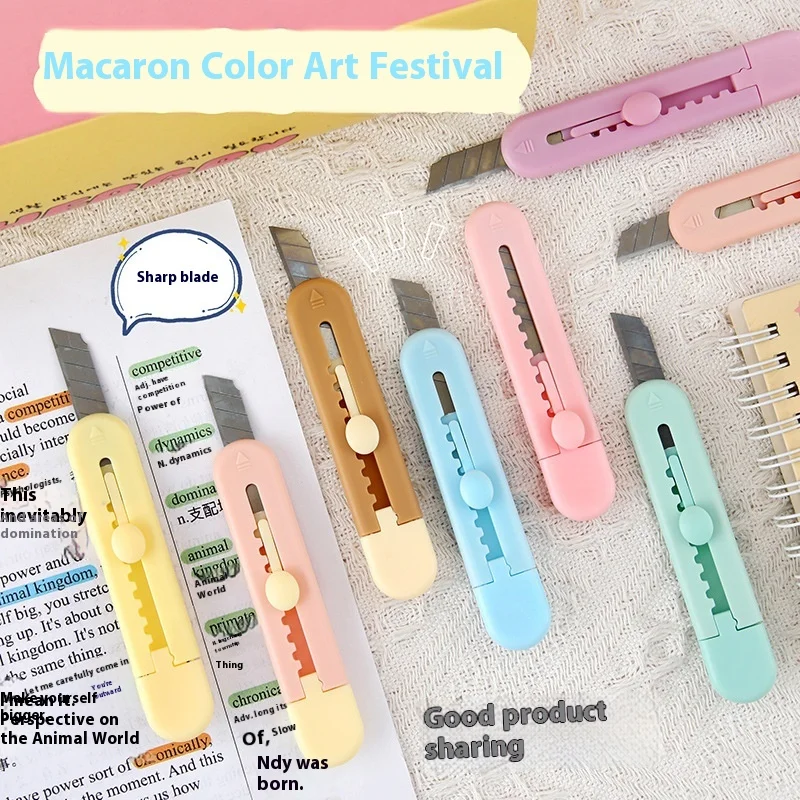 

Cute Candy-Colored Craft Knife Mini Portable Student Package Opening Box Cutter Scissors for Paper Cutting