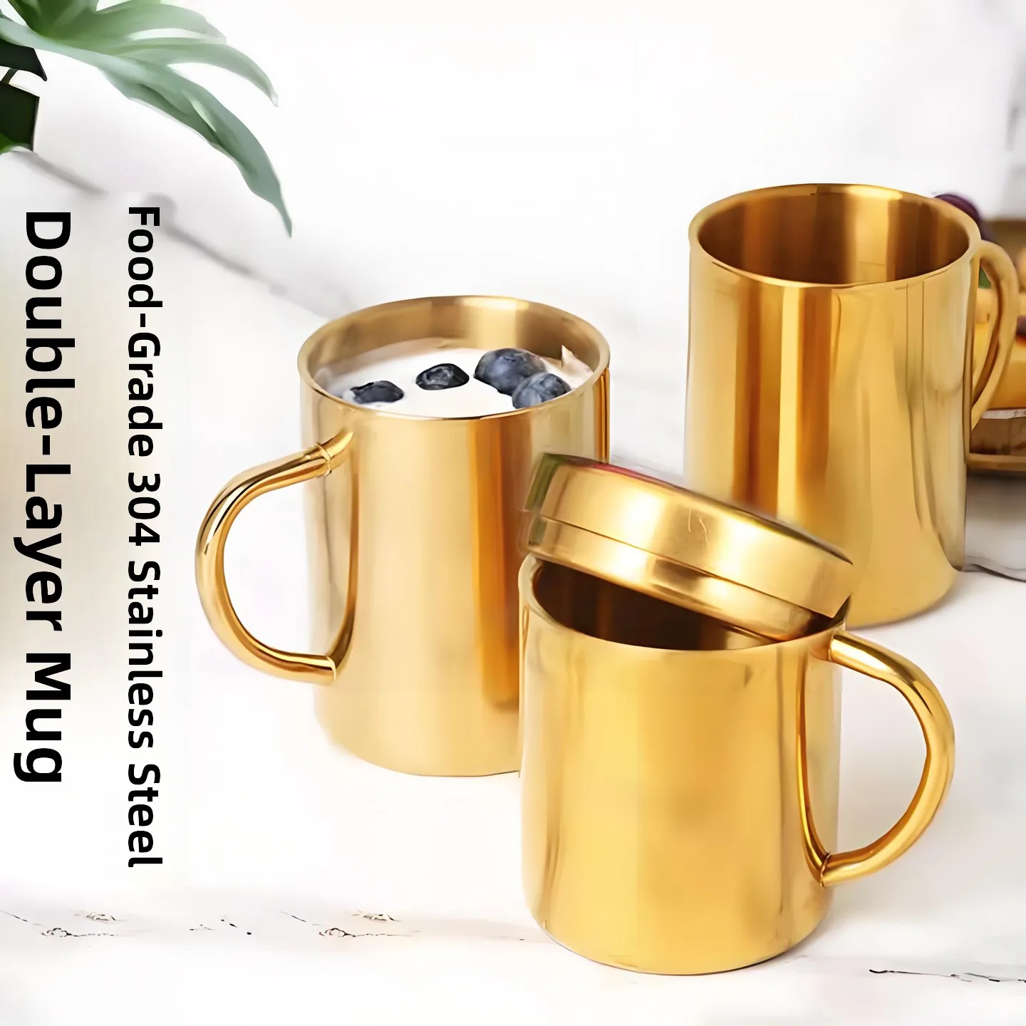 Ins Sle 304 Stainl Steel Coffee Milk Water Tea Cup Double Layer Insulated Heat Resistant Commercial ade Cup with Lid