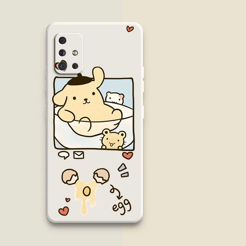 Cute Cartoon Pom Pom Purin Silicone Case For Samsung Galaxy M14 M54 M33 M53 M23 M13 M12 M52 5G A21S A20E A31 A40 A41 A03 Core