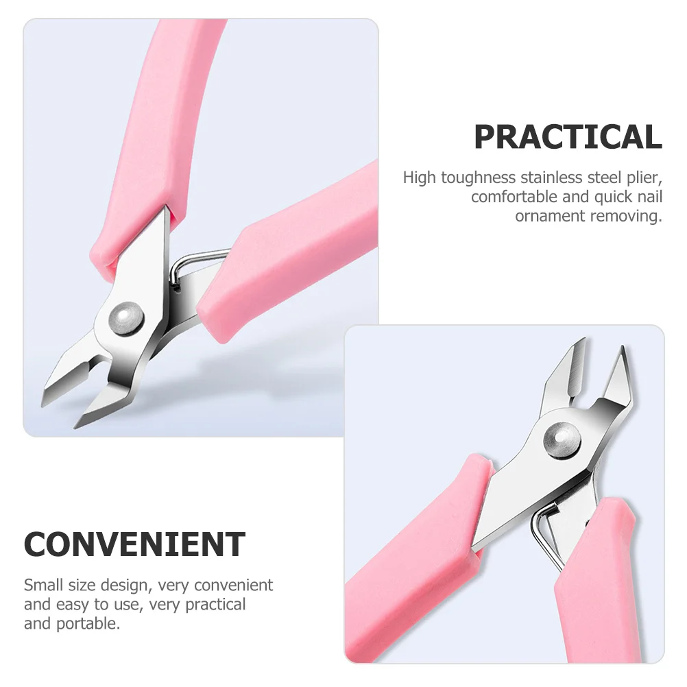 Szczypce do usuwania ozdób ze stali nierdzewnej z antypoślizgowym uchwytem, przenośne narzędzie do manicure do zdobienia paznokci, trymer do usuwania łańcuszków.