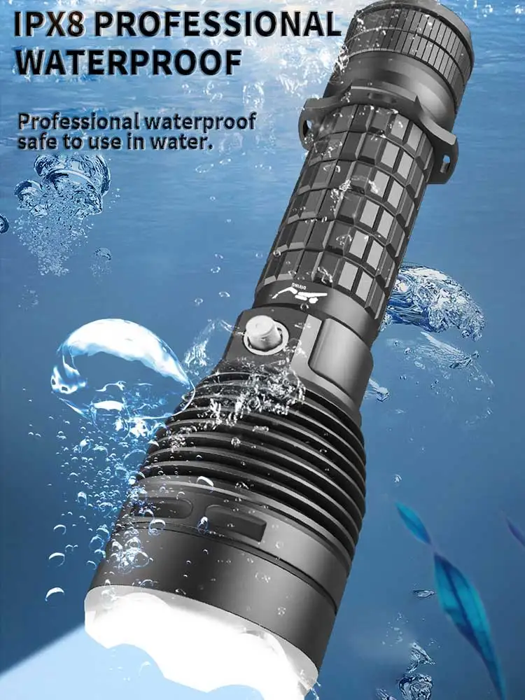 10400mah New XHP70 Scuba Diving Flashlight Powerful LED Torch Light Rechargeable Underwater Lamp IPX8 Waterproof Diving Lantern