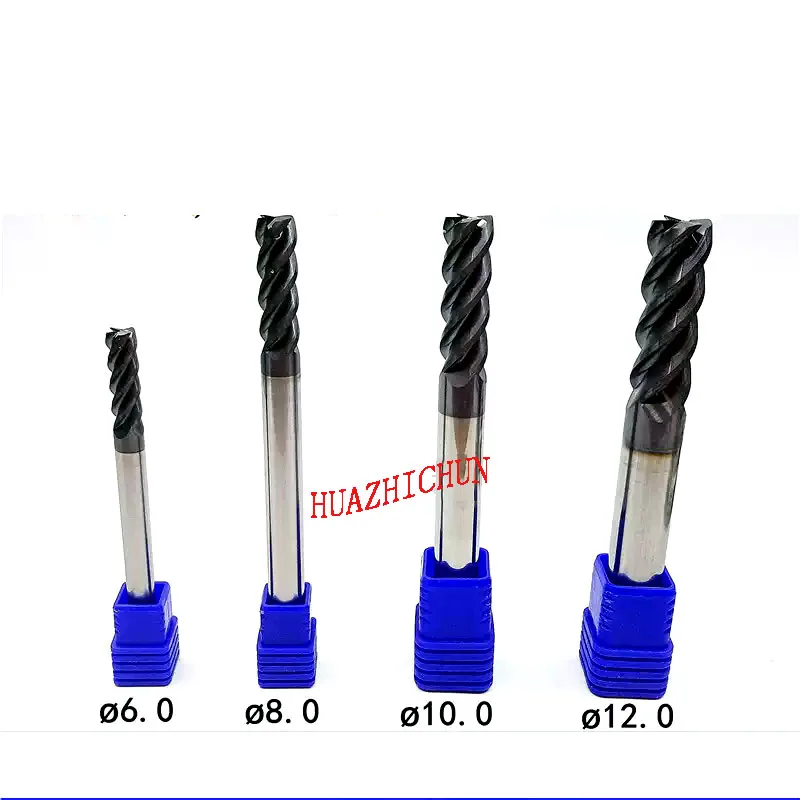 HUAZHICHUN 1 قطعة قاطعة المطحنة الموسعة بأربعة حواف GM-4EL-D4.0 6.0 8.0 10.0 12.0 14.0 16.0 20