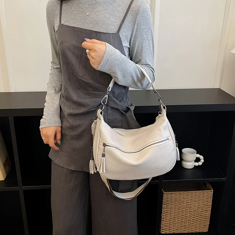 Echtes Leder Hochwertige Damen-Tragetasche Designer-Umhängetasche Retro Casual Damen-Schulter-Messenger-Handtaschen 2026 – Detail 30