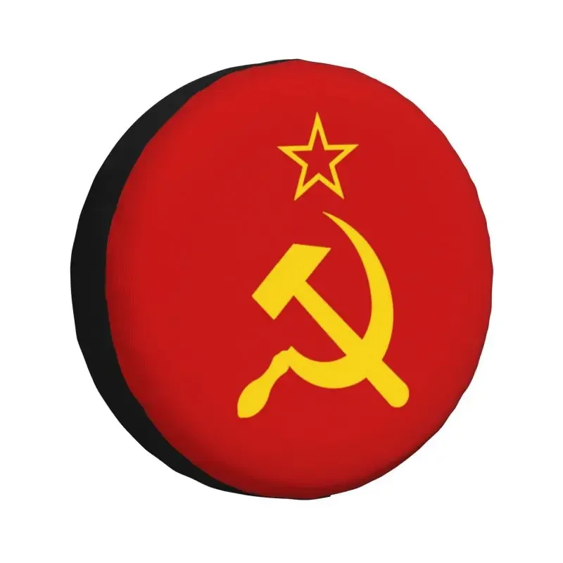 Russian Soviet Flag Spare Tire Cover for Pajero 4WD USSR Hammer and Sickle CCCP Car Wheel Protector Covers 14