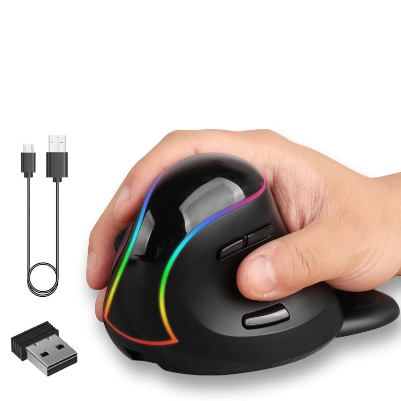 Ergonomic Mice Rechargeable RGB 2.4G Wireless Vertical Mouse For Gamer Laptop Computer