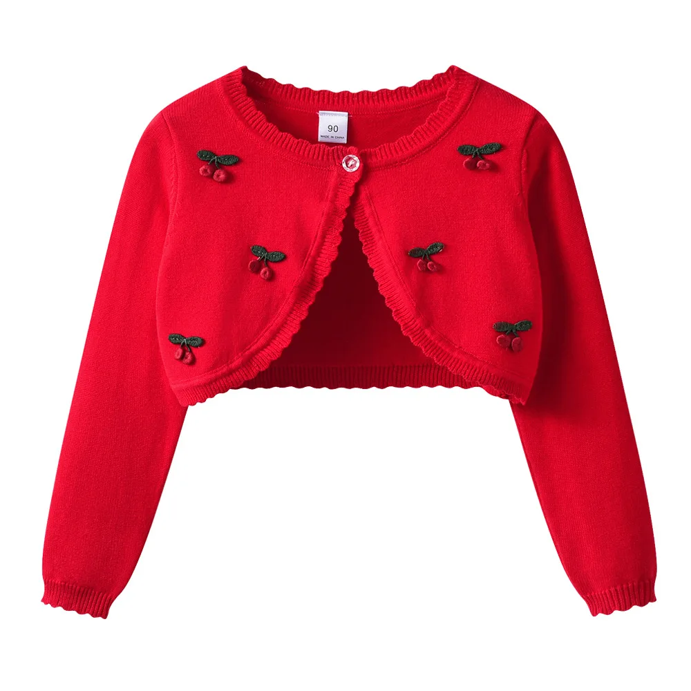 New Delivery Long Sleeve Knitwear Cardigan Sweater Young Girl Shawl 100%Cotton Spring Autumn Coat Bow Clothes 90-160 2-12y
