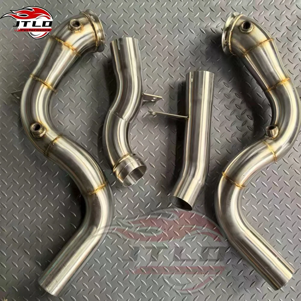 Polished Stainless Steel Turbo Downpipe For Mercedes GLE63 AMG 4.0L V8 W167 Model High Gloss Finish Exhaust System Upgrade Part