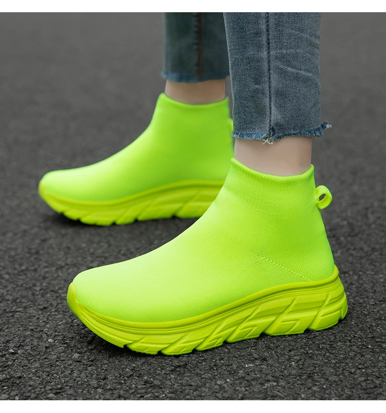 Unisex High-Top Laufschuhe für Männer und Frauen, Bequeme Atmungsaktive Strick-Sneaker, Rutschfeste Outdoor-Schuhe für Damen und Herren – Detail 26