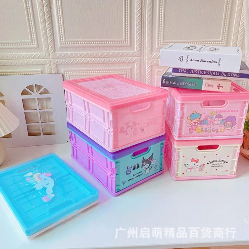 Sanrios Kuromi My Melody Cinnamoroll HelloKittys Folding Storage Box Anime Kawaii Desktop Underwear Underwear Sundries Organizer