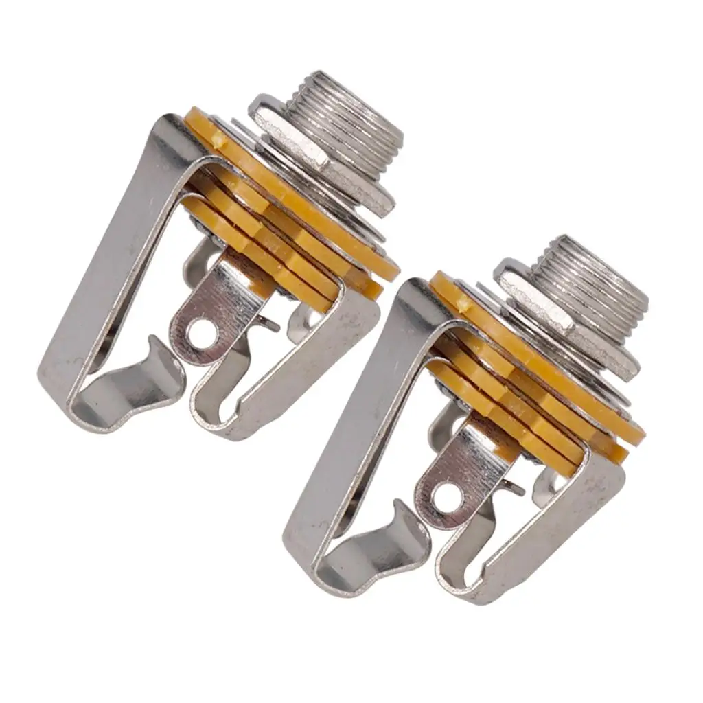 Stereo Jack Plug Socket 6.35mm Brass Output Connector Guitar Bass Parts for DIY Music Instruments