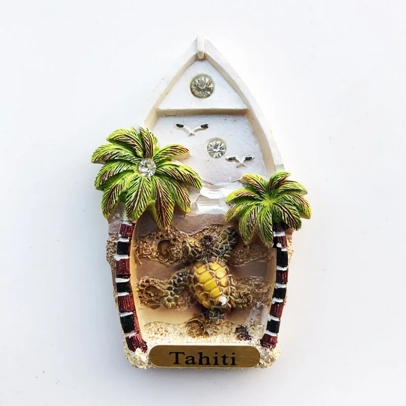 Tahiti small boat design Fridge magnet gift resin decoration message stickers travel souvenirs