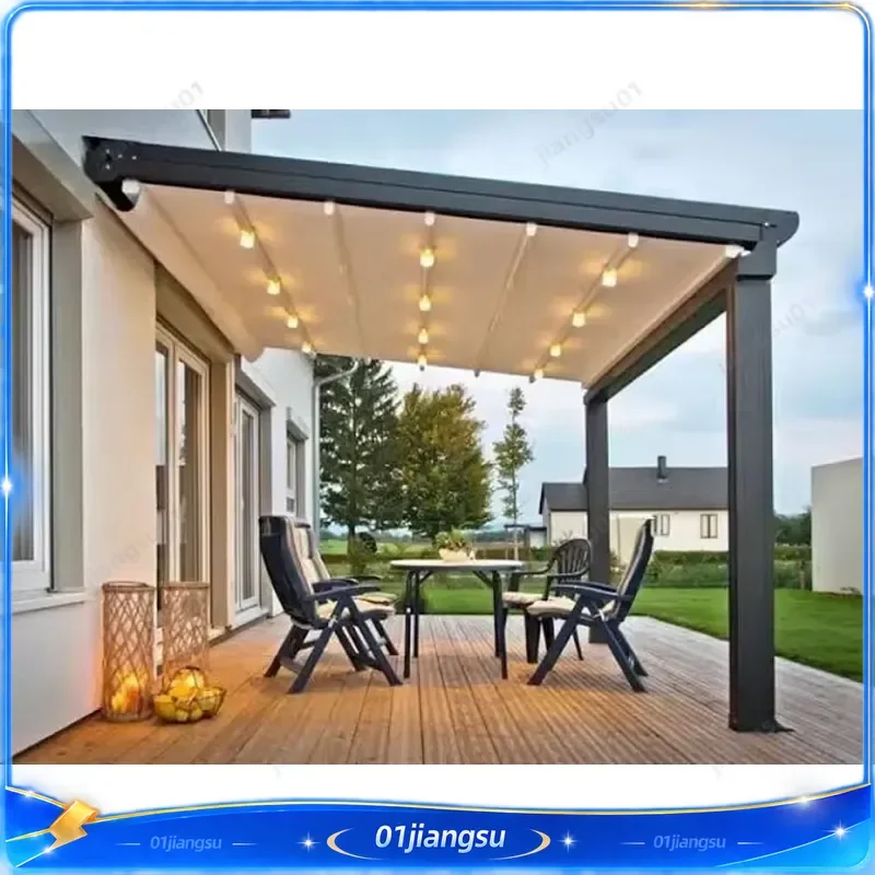 Luxury Motorized Bioclimatic Aluminum Pergola Outdoor Garden Gazebo with Louvered Roof Modern Patio Canopy Waterproof